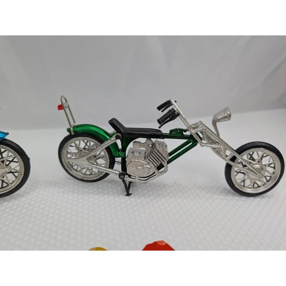 Plastic Motorcycle Chopper Bike Lot of 2 Cake Topper Toy
